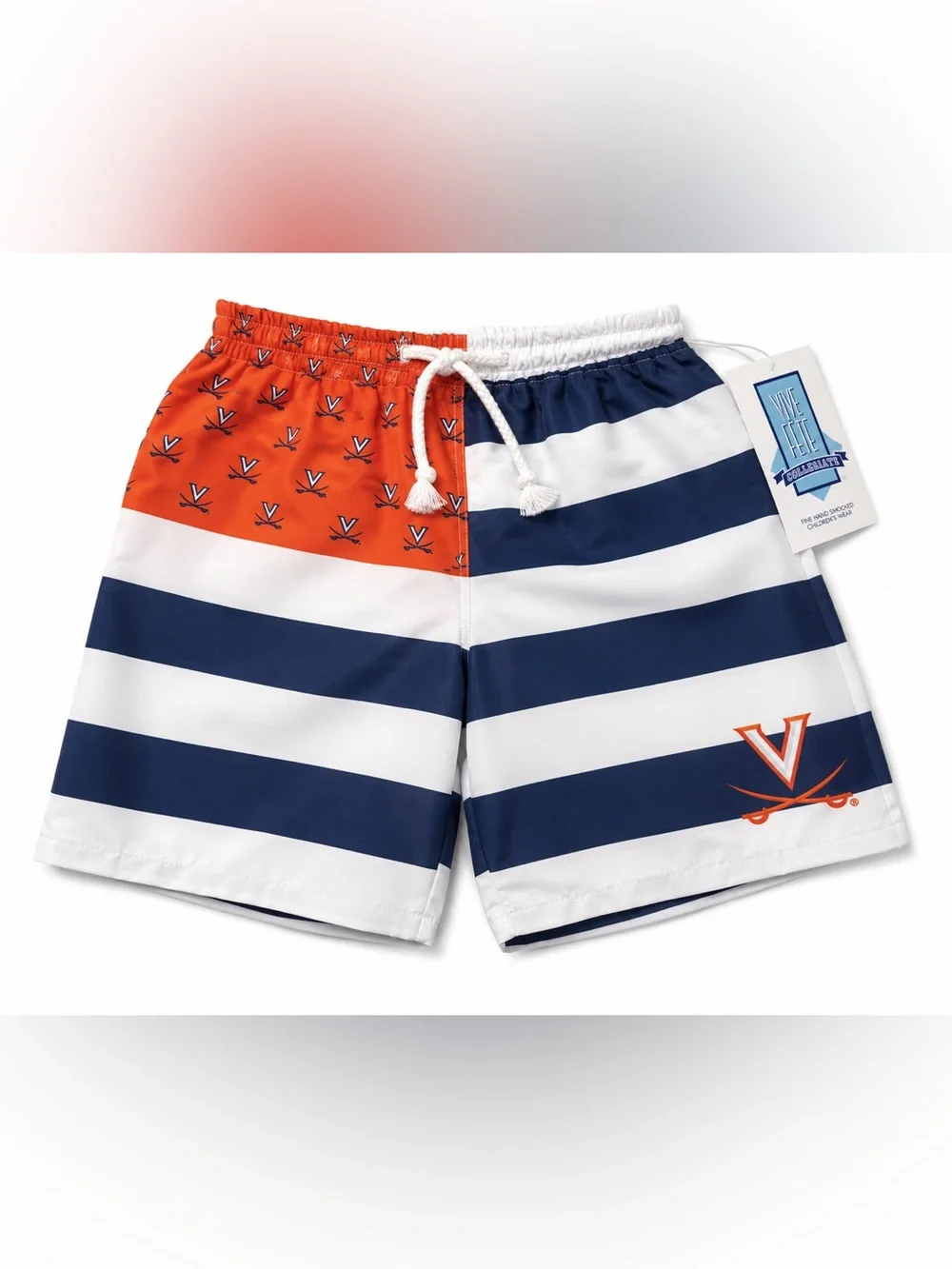 Vive La Fête Virginia Cavaliers UVA Swim Trunks Boys XS NWT Navy Orange